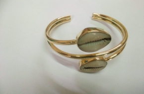 Handmade African Brass Bracelet with Cowrie Shells