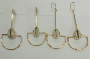 Handmade African Brass Earrings with Cowrie shells