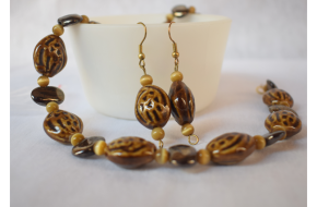 Brown Ceramic Beads Necklace Set