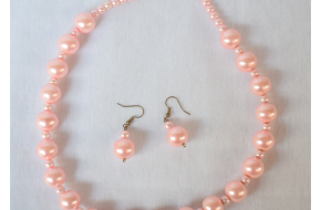 Pink Pearl necklace set with matching earrings
