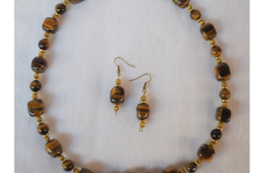 Tigers Eye Necklace set with matching earrings